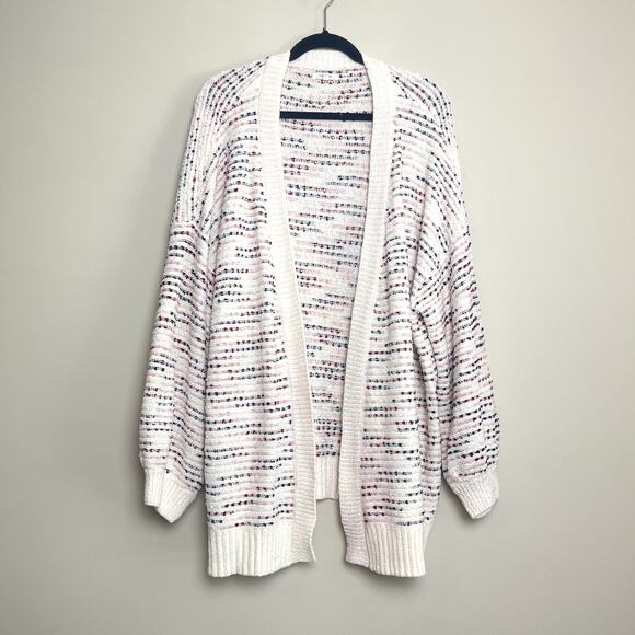 Maurices Pink Textured Cozy Knit Open Front Balloon Sleeve Cardigan Women's 3X - Picture 2 of 6